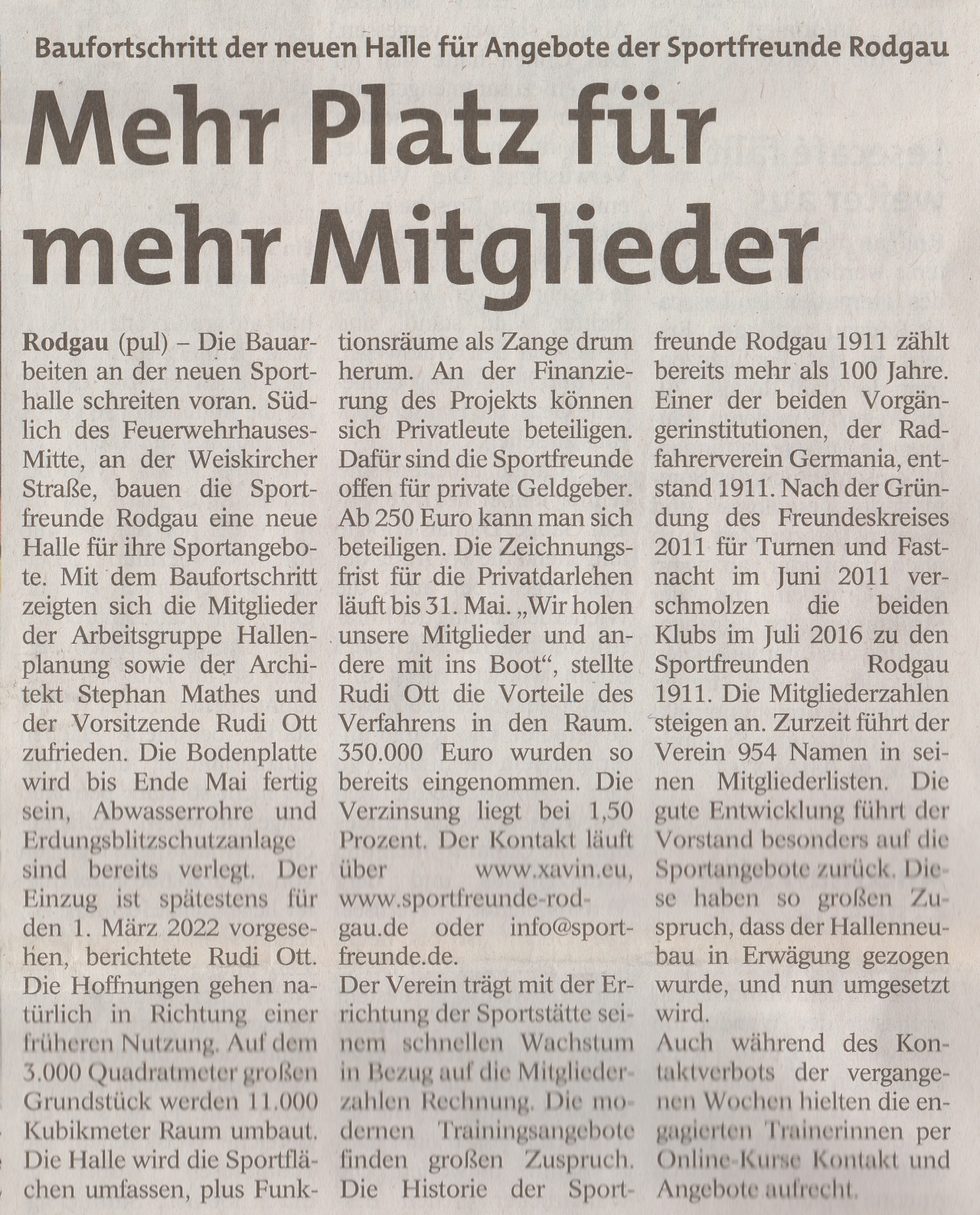 Artiklel in der Rodgau Post 28.05.2020